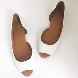 H&M never worn white open toe flats